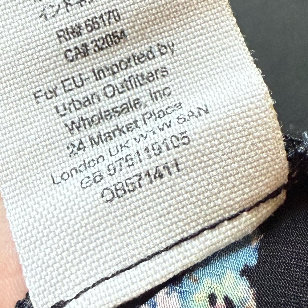 Free People Skyway Floral Drive in Boho Blouse Sash Tie Belt Black Blue Small - Picture 6 of 15